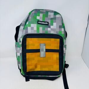 Minecraft Full Size Backpack Front Pocket, Interior Laptop Sleeve, Side Pockets